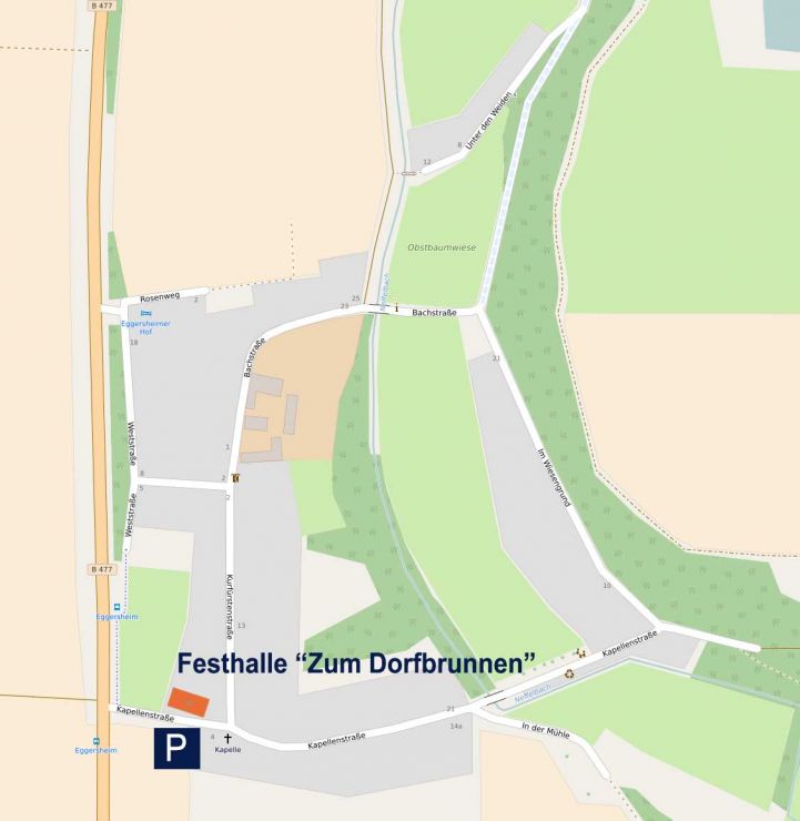 Lageplan des Parkplatzes und der Festhalle